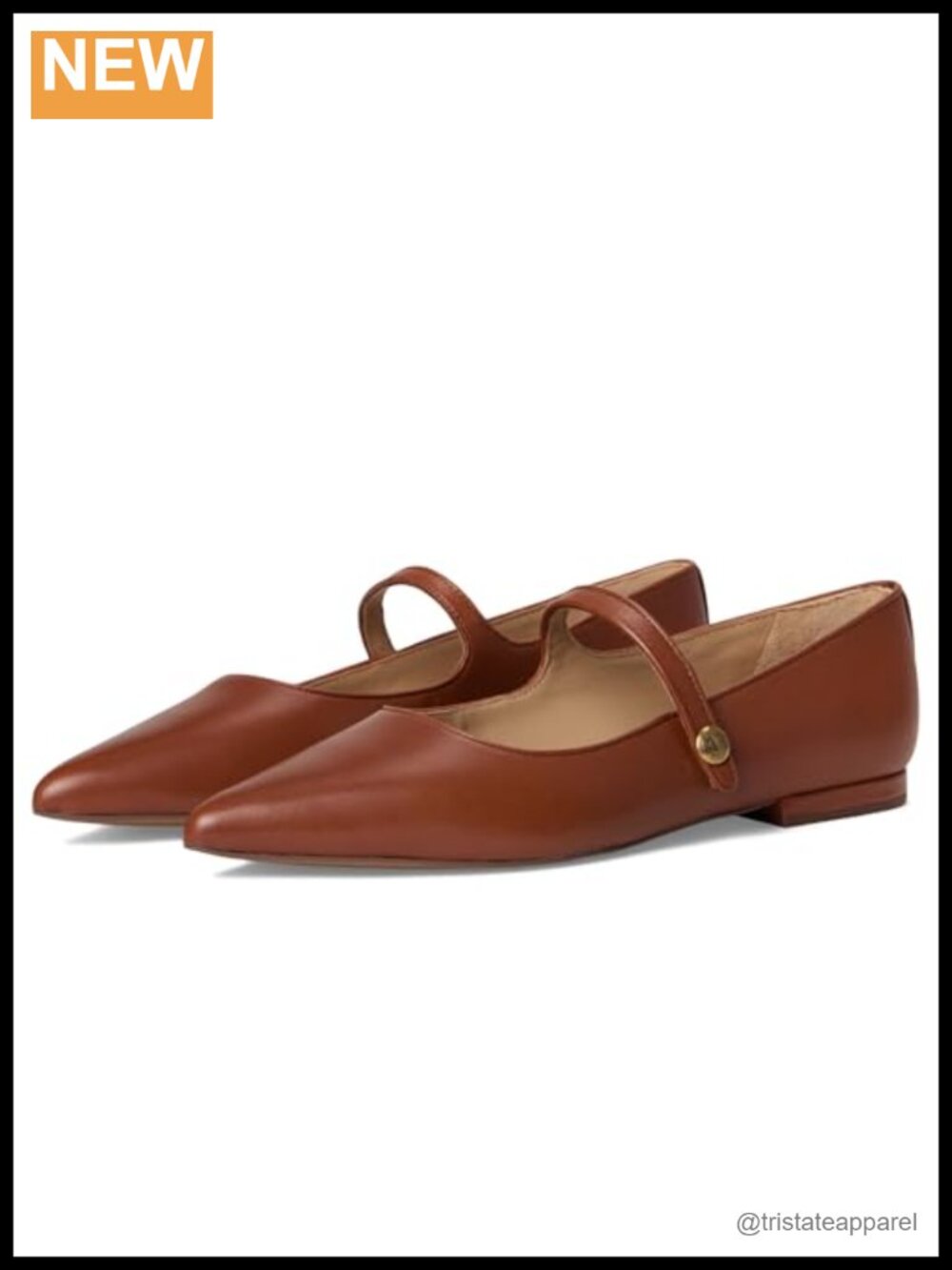 Londyn Leather Mary Jane Pointed Toe Pull-On Flats Formal